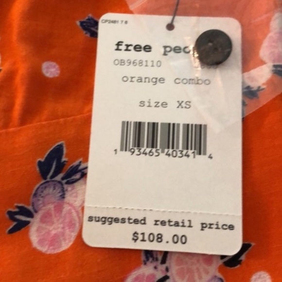 Free People| Orange Floral Dress Size XS NWT - Picture 8 of 11